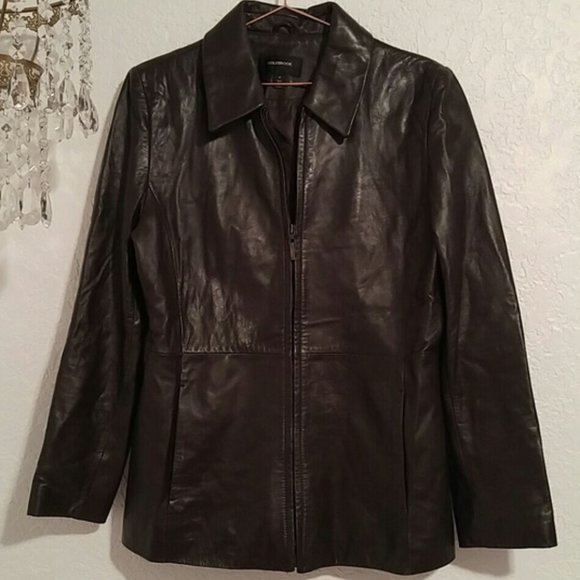 Colebrook Brown Super Soft Leather Lined Front Zip Jacket SZ M - Picture 1 of 6